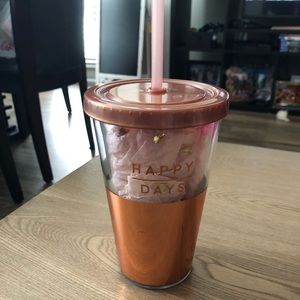 Rose Gold Tumbler with Straw